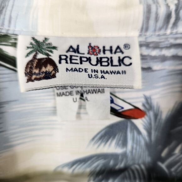 Vintage Aloha Republic Short Sleeve War Plane Print Hawaiian Shirt Large - Picture 4 of 5
